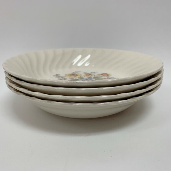 Vintage Clifton by Royal Bowls Ivory Floral Swirl Rim 7 7/8" Lot of 4 - Picture 6 of 8